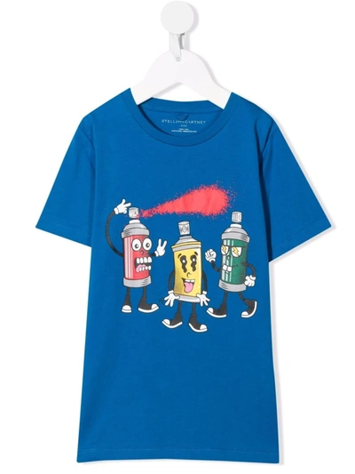 Stella Mccartney Kids' Graphic-print Sustainable Cotton T-shirt In Blue