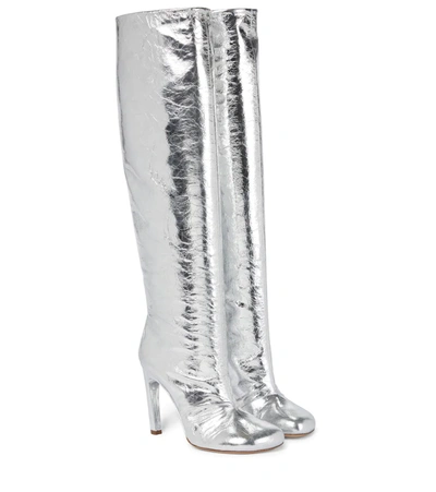 Dries Van Noten Leather Metallic Over-the-knee Boots In 952 Dries Van Noten Leather Metallic Over-the-knee Boots In 952