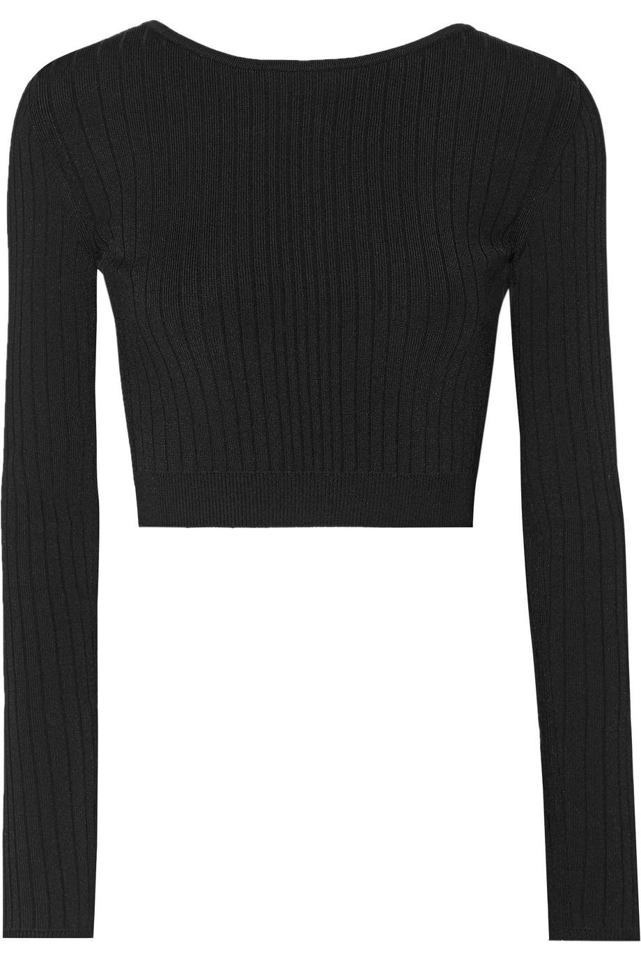 Cushnie Et Ochs Cropped Lace-up Ribbed Stretch-knit Top | ModeSens