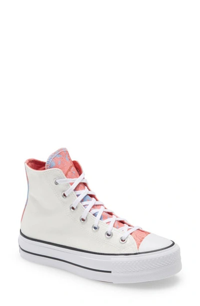 Converse Chuck Taylor(r) All Star(r) Lift High Top Platform Sneaker In White/ Pink Salt/ Black