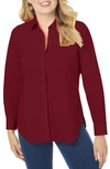 Foxcroft Kylie Non-iron Button-up Shirt In Deep Garnet