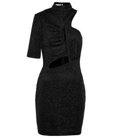 Stella Mccartney Malisa One-sleeve Cutout Metallic Crepe Mini Dress In Black