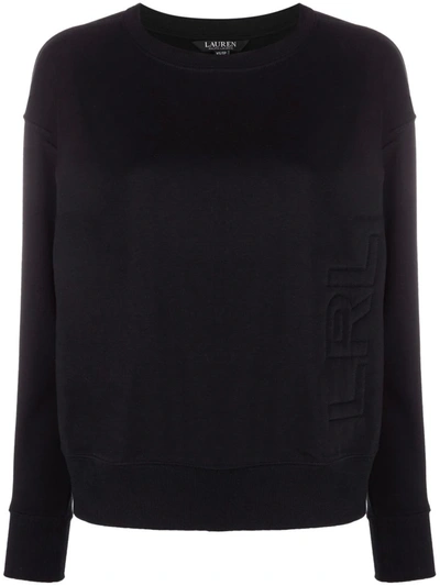 Lauren Ralph Lauren French Terry Embossed-logo Sweatshirt In Schwarz