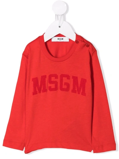 Msgm Red T-shirt For Baby Kids With Logo