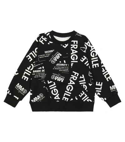 Mm6 Maison Margiela Kids' Crewneck Sweatshirt With Print In Black