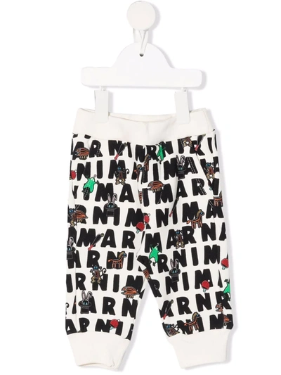 Marni Ivory Sweatpant For Baby Kids With Prints In White