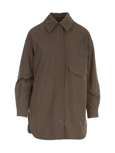 Aspesi Taffetas Long Shirt W/thermore Pocket In Brown
