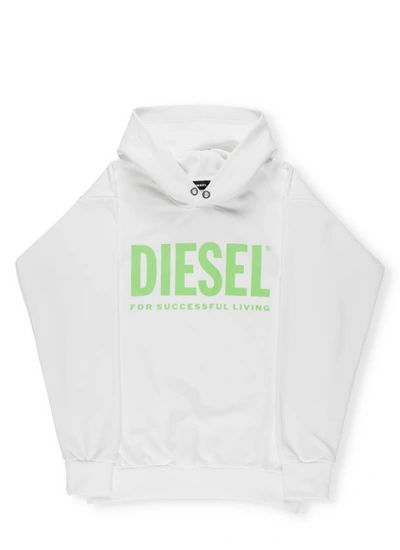 Diesel Kids' Logo Hoodie In White