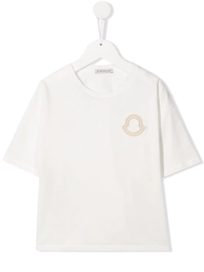 Moncler Kids' Logo Patch T-shirt In White