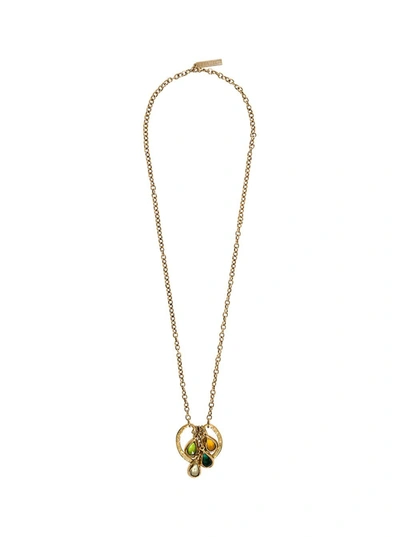 Alberta Ferretti Gold-colored Metal Necklace With Multicolor Crystals In Metallic