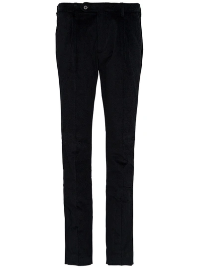 Berwich Black Velvet Pants In Blu