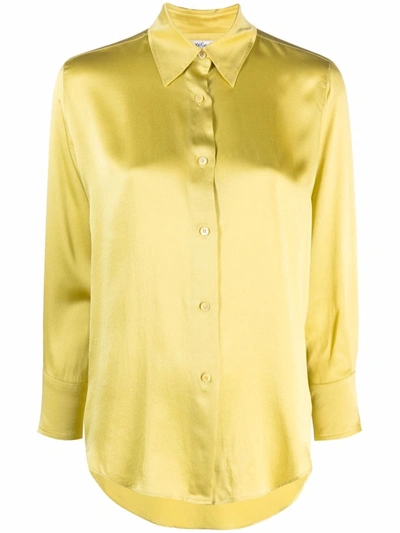Pre-owned Saint Laurent 2000s Cropped Sleeves Silk Shirt In Yellow