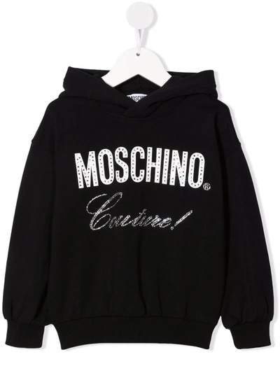Moschino Girls Black Kids Couture Graphic-print Cotton-blend Hoody 6-12 Years 10 Years