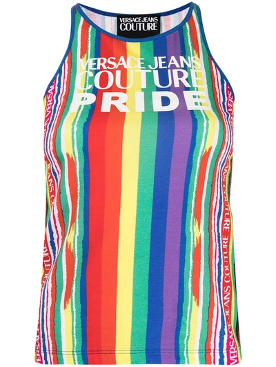 Versace Jeans Couture Pride Stretch Jersey Striped Top In Multicolour