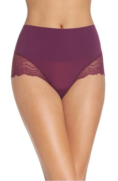 Spanx Undie-tectable Lace Hipster Panties In Plum Berry