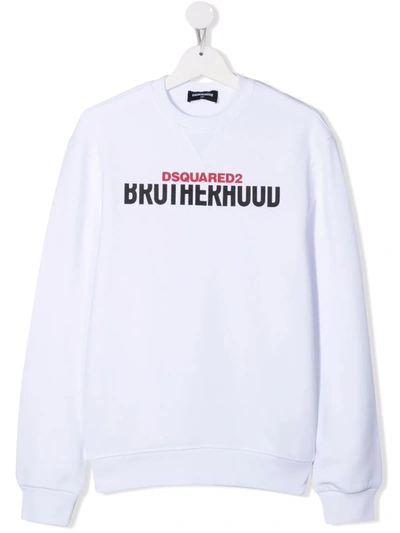 Dsquared2 Kids White Brotherhood Sweatshirt In Bianco