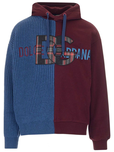 Dolce & Gabbana Panelled Logo-patch Hoodie In Multicolor