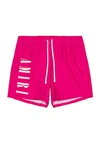 Amiri Vertical Logo Swim Trunks Peacock Pink