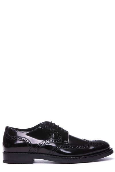 Tod's Oxford Almond Toe Lace In Black