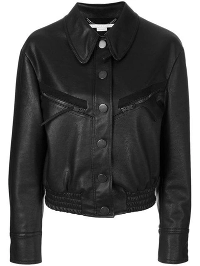 Stella Mccartney Faux Leather Bomber Jacket In Black