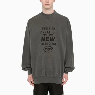Balenciaga Black Printed Oversized Sweatshirt In Grey