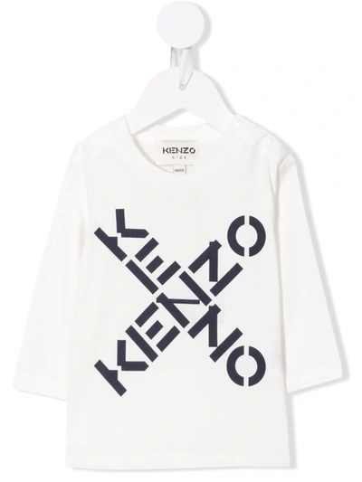 Kenzo Babies' Organic Cross-logo T-shirt In White