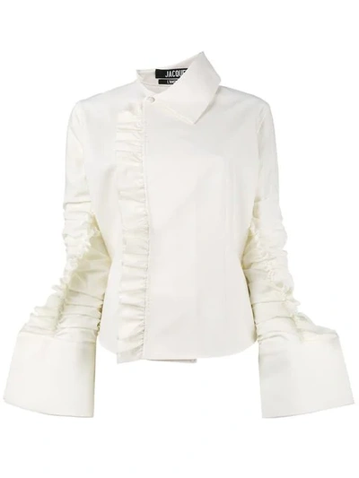Jacquemus La Chemise Paco Frilled Shirt In Ivory In White