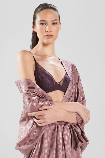 Natori Decadence Tonal-print Robe In Mauve