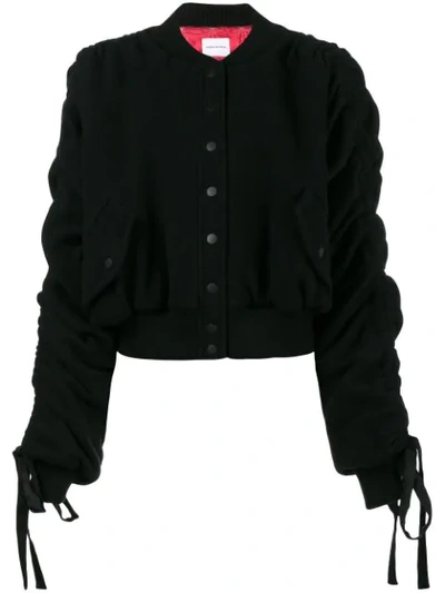 Magda Butrym Clarice Ruched Bomber Jacket In Black