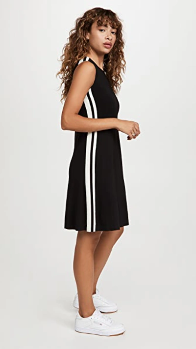 Norma Kamali Side Stripe Sleeveless Swing Dress In Black/off Stripe