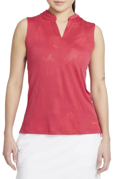 Nike Dri-fit Victory Women's Floral Sleeveless Golf Polo In Very Berry,fusion Red,bright Crimson