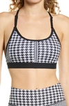 Nike Women's Indy Icon Clash Light-support Padded Houndstooth Sports Bra In Black / Black / Chile Red