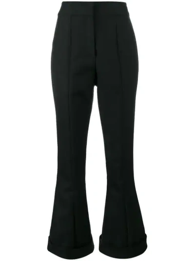 Jacquemus Flared Wool And Cotton-blend Trousers In Black