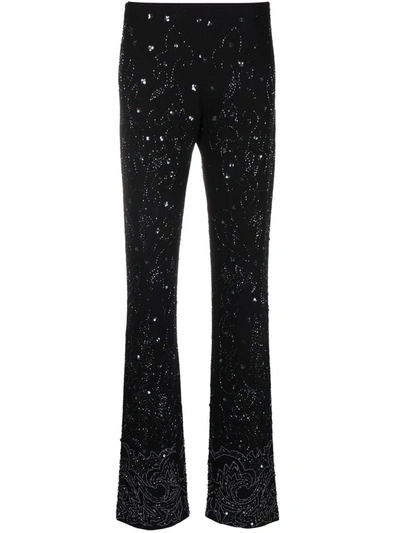 Pre-owned Dolce & Gabbana 1990s Crystal-embellished Trousers In Black