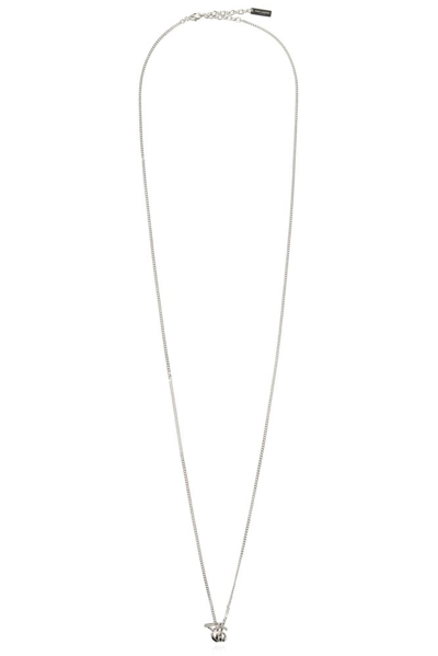 Saint Laurent Ysl Twist Pendant Long Necklace In Silber