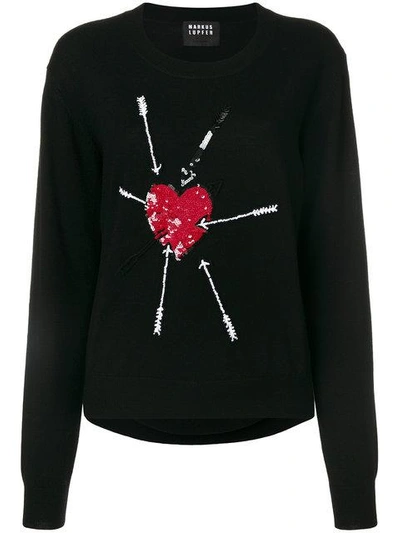 Markus Lupfer Sequin Heart And Arrow Sweater