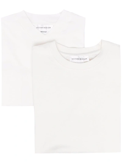 Victoria Beckham Logo Patch Organic Cotton T-shirt In Weiss