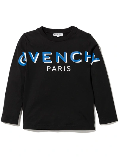 Givenchy Kids' Logo Print Crew Neck Sweatshirt In Black