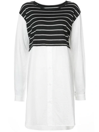 Y's Knit Panel Blouse In White