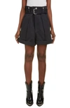 Isabel Marant Delilaz Paperbag Waist Cotton Shorts In Black