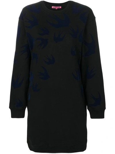Mcq By Alexander Mcqueen Mcq Alexander Mcqueen Black Swallow Signature Sweatshirt Dress In 1051 Black/carbon Na