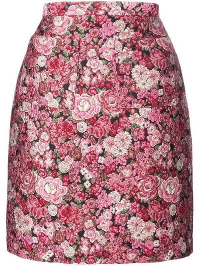 Adam Lippes Floral Brocade Mini Skirt In Pink Pattern