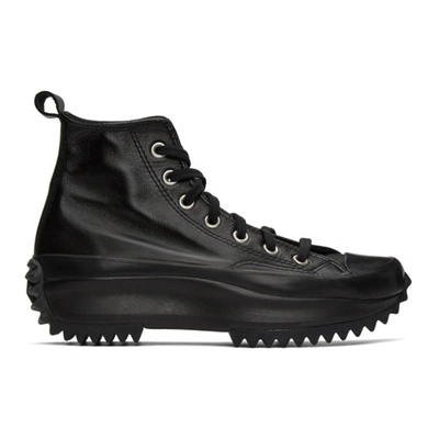 Converse Black Leather Run Star Hike High-top Sneakers In Black/black/almost