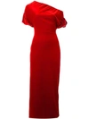 Christopher Kane One-shoulder Stretch-velvet Midi Dress In Red