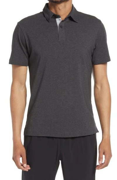 Public Rec Go-to Athletic Fit Performance Polo In Heather Charcoal