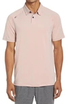 Rhone Delta Short Sleeve Piqué Performance Polo In Apricot Blush Cool Blue