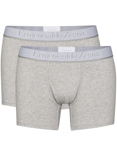 Ermenegildo Zegna Logo-waistband Set Of Two Boxer Shorts In Grey