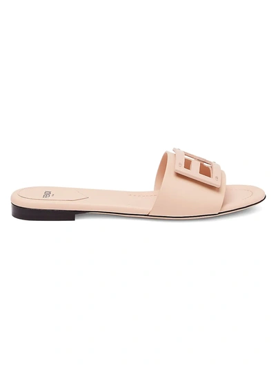 Fendi Ff Promenade Leather Sandals In Buff