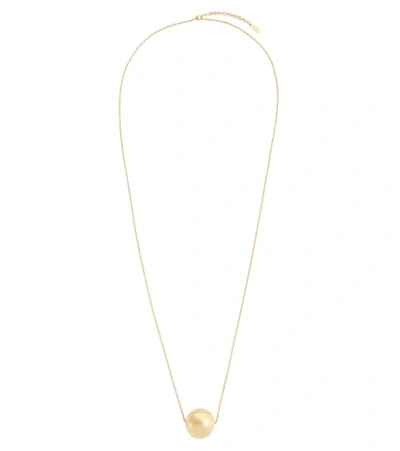 Saint Laurent Large Sphere Long Necklace In Gold