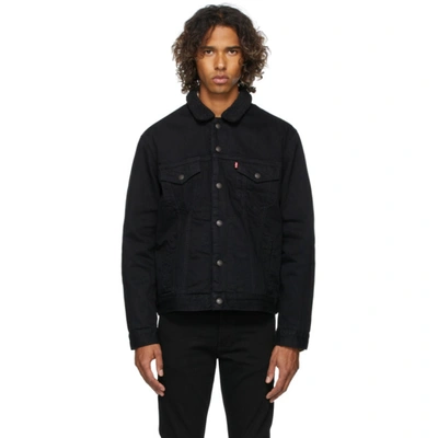 Levi's Black Denim Sherpa Trucker Jacket